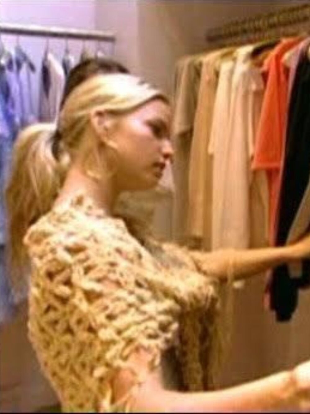 Cecilia De Bucourt gold Vintage crochet shawl made famous by Jessica Simpson
